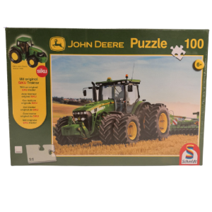 Puzzle John Deere 100 piezas con replica de tractor