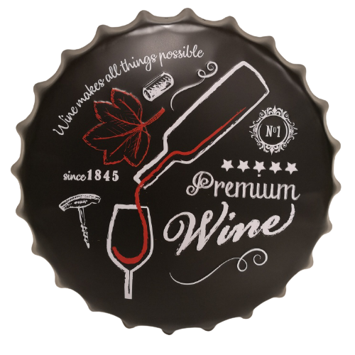 Chapas metálicas en forma de tapa de botella de estilo vintage, ideales para decorar, bares, restaurantes, tu hogar... Premium Wine