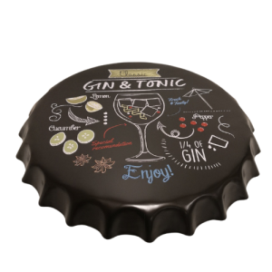 Chapas metálicas en forma de tapa de botella de estilo vintage, ideales para decorar, bares, restaurantes, tu hogar... Gin tonic y sus ingredientes