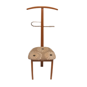 Silla de madera con percha y asiento tapizado