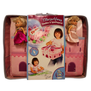 Alfombra - Castillo, caja plegable con 2 muñecas