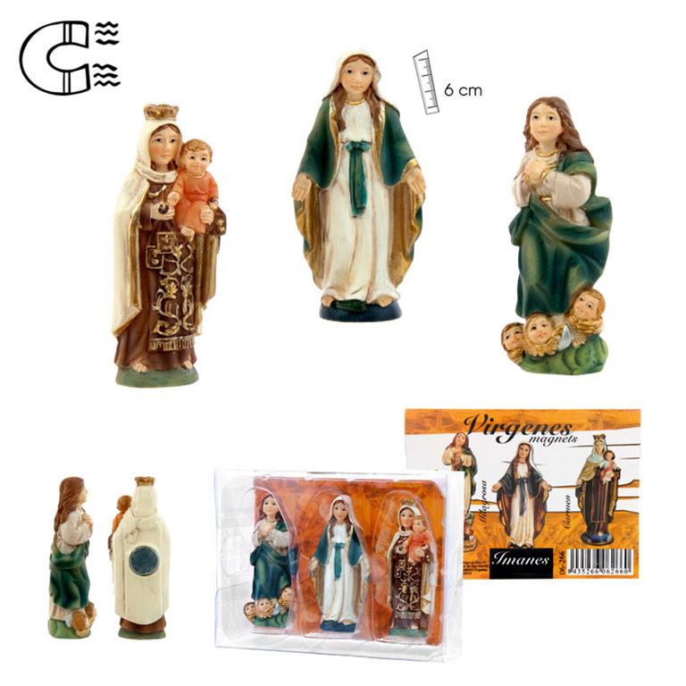 Set de tres imanes Virgenes, Milagrosa, Carmen y Guadalupe 6 cm