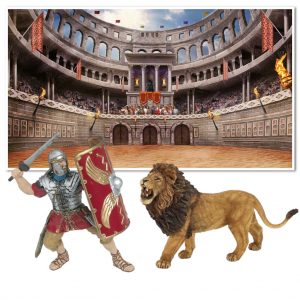 Navidad Belén, increible pack Figura Legionario romano + León rugiendo + poster anfiteatro romano, crea el mejor pesebre con escenas únicas