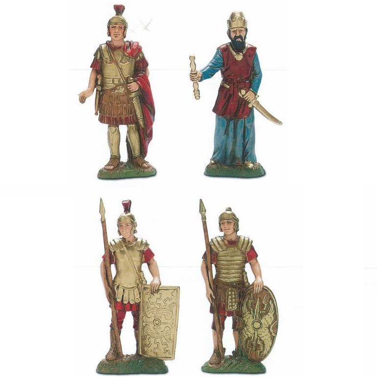 Navidad Belén, Pack figuras Moranduzzo Herodes y 3 soldados romanos